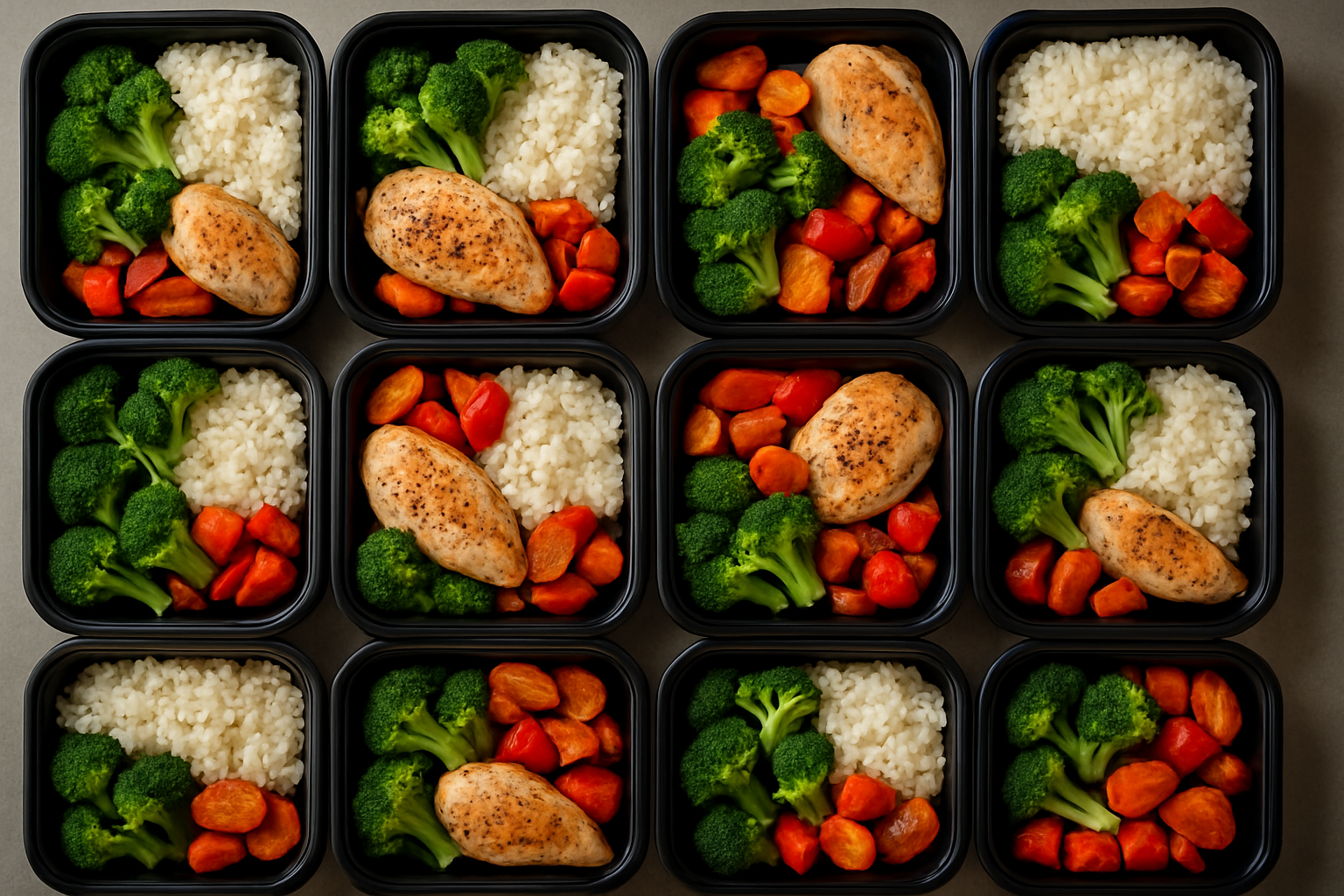 Freshly prepared food packages ready for distribution